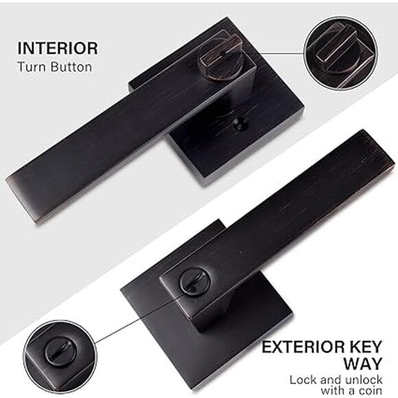 New Golingda Bathroom Door Lock w/ Heavy Duty Door Lever / Brushed Bronze - Picture 2 of 6